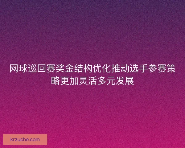 网球巡回赛奖金结构优化推动选手参赛策略更加灵活多元发展